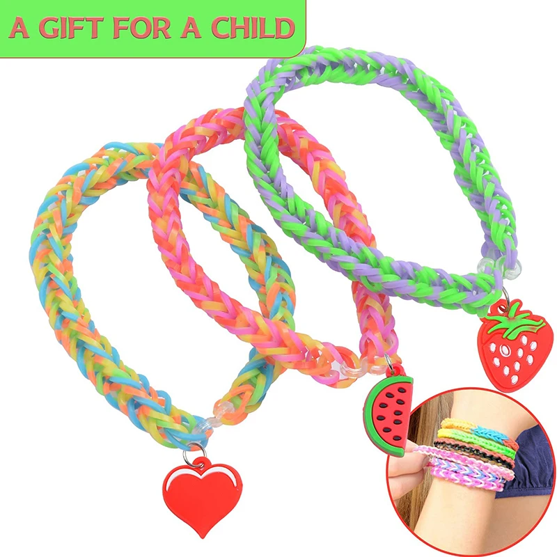 Loom band weaver kit loom band kit rubber band bracelet kit jewellery making kit friendship bracelet making kit 600-1500pcs+ Colorful Loom Bands Set Candy Color Bracelet Making Kit DIY Rubber Band Woven Bracelet Kit Girls Craft Toys Gifts