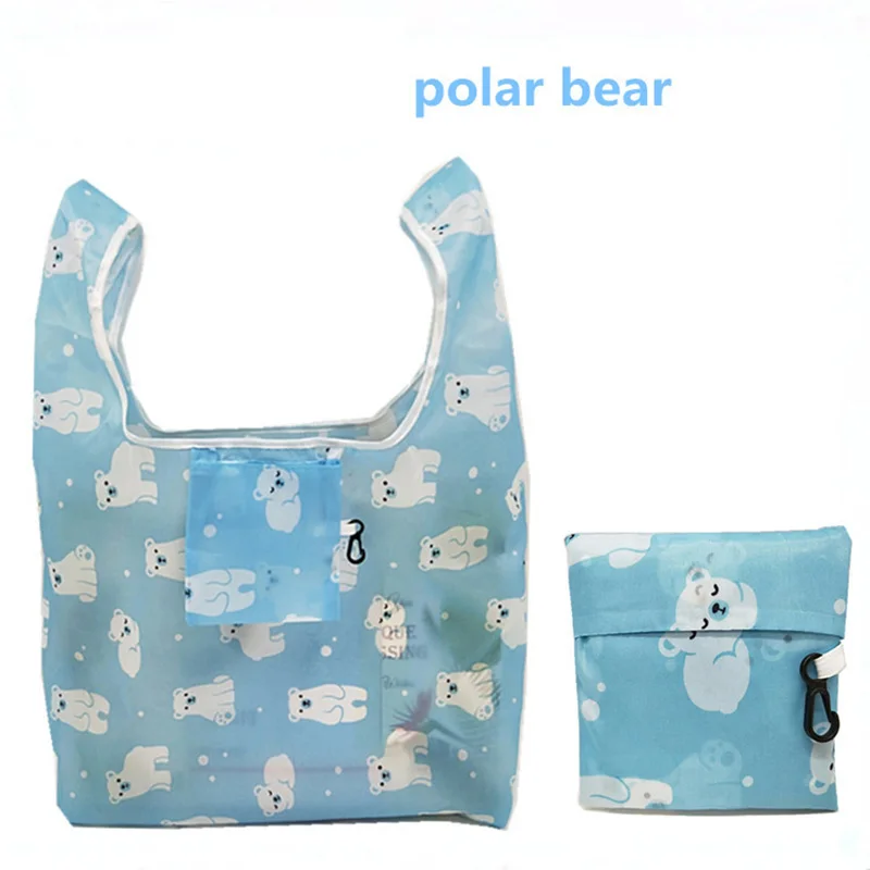 Polar Bear GABWE, новая переработанная сумка для покупок с фламинго, эко многоразовая сумка для покупок с короткими ручками, Сумка с мультяшным цветочным рисунком, складная сумка на плечо, сумки с принтом - Цвет: Polar Bear