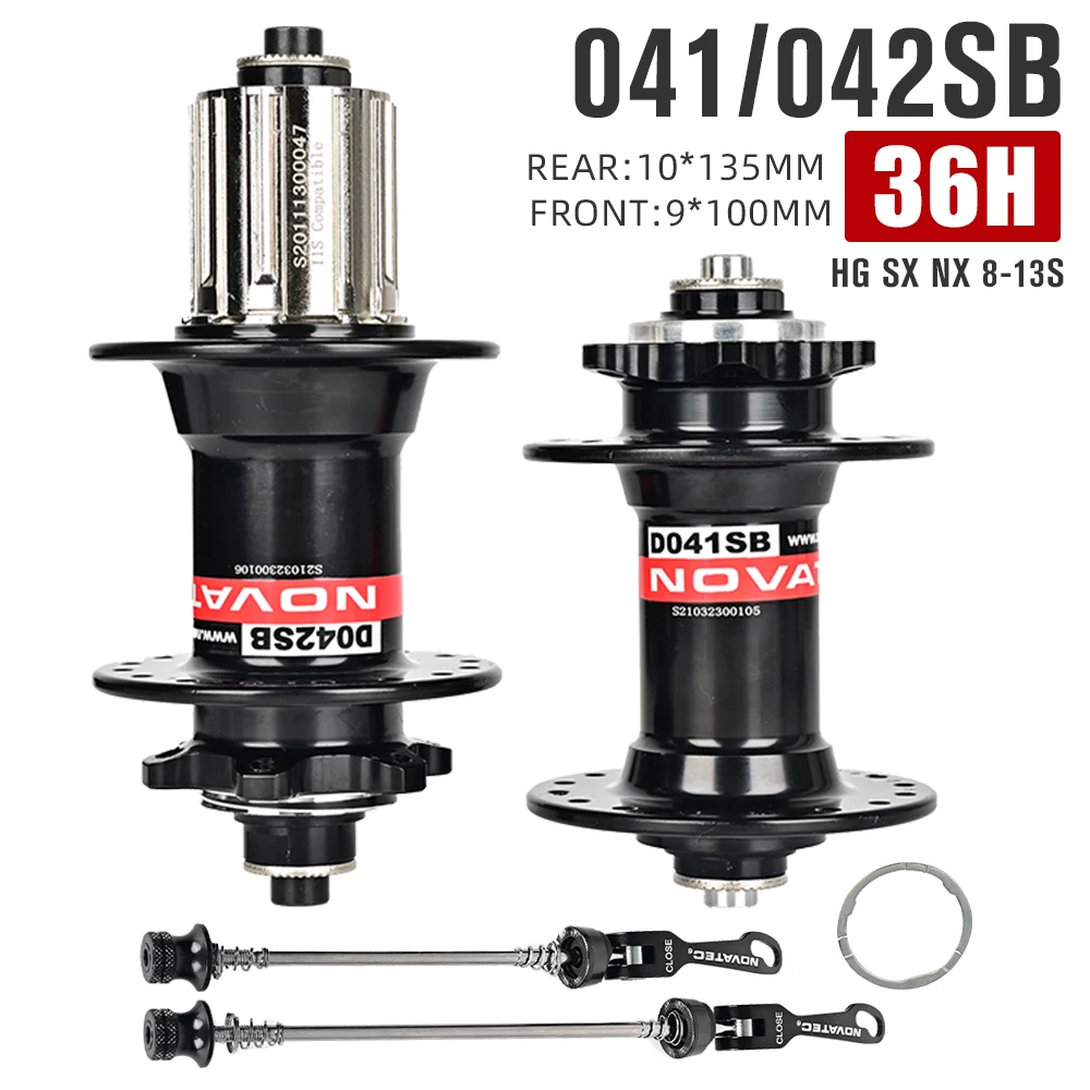 Novatec D041SB D042SB MTB 허브 앞뒤 세트 스틸 프리허브 28/32/36H HG SX NX 8-12단 6볼트 디스크 QR 9x100 10x135mm