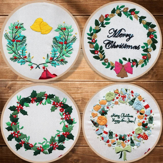 1 Set Christmas Embroidery Kit Xmas Stitching Material Party Embroidery Kit  Embroidery Stitching Kit - AliExpress