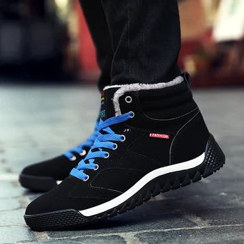 

Odipon Men Winter Shoes Outdoor Sports Snow Boots Camping Running Plus Fur Sneakers Waterproof High Top Leather Big Size 48
