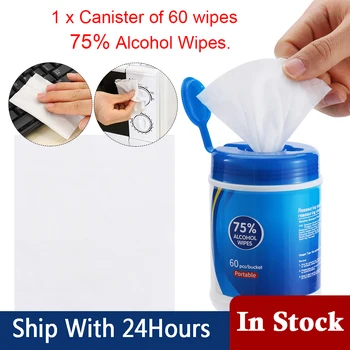 

60Pcs FAST SHIP 75% Alcohol Bactericidal Disinfectant Wipe Sanitizer Pads Cleaning Tissue Hand Surface Clean Sanitising Wet Pads