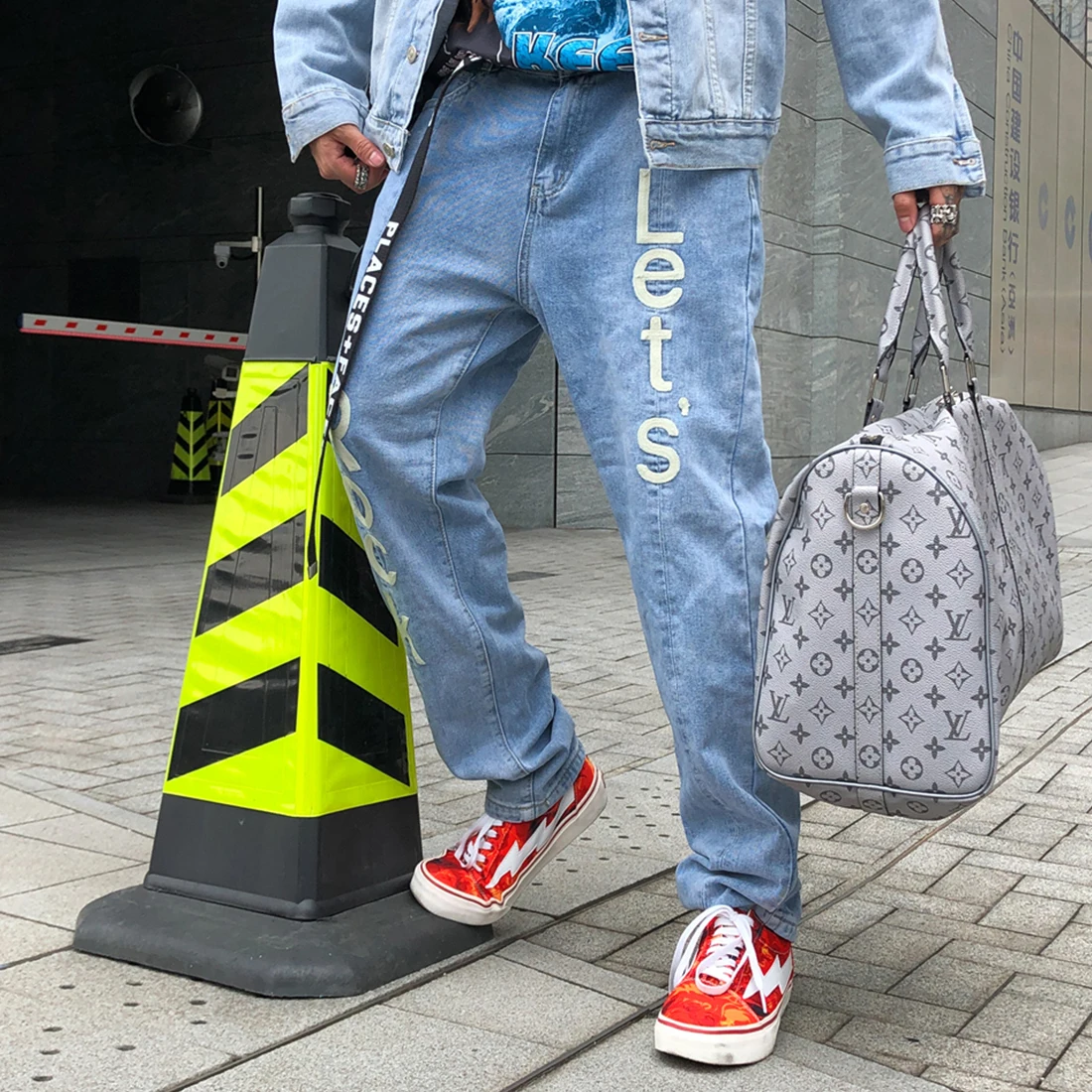 AELFRIC с буквенным принтом шаровары мужские Harajuku уличная джинсы из хлопкового денима брюки с эластичной талией хип хоп скейтборд джоггеры