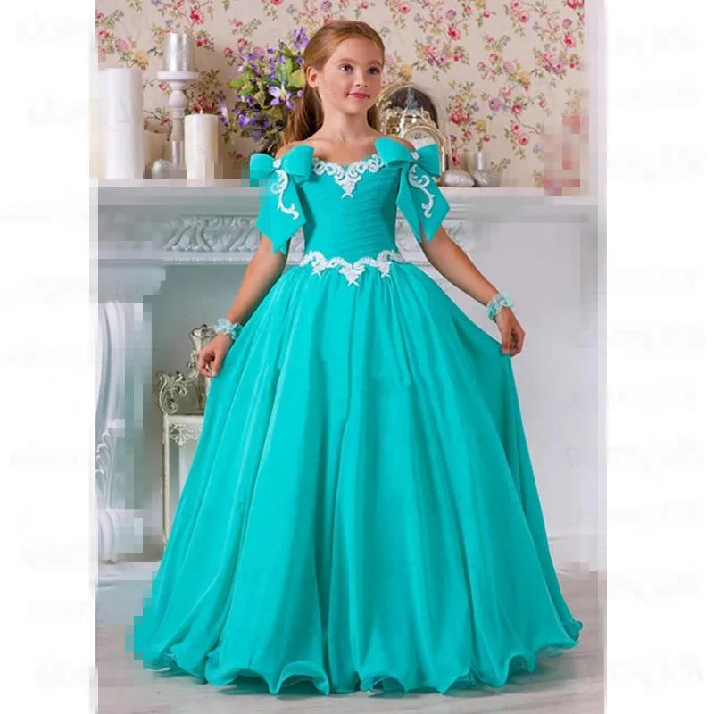 baby-131Chiffon Beaded Flower Gilr Dresses Bows Lace Vintage Little Girl Wedding Dresses Beautiful Child Pageant Dresses Gowns