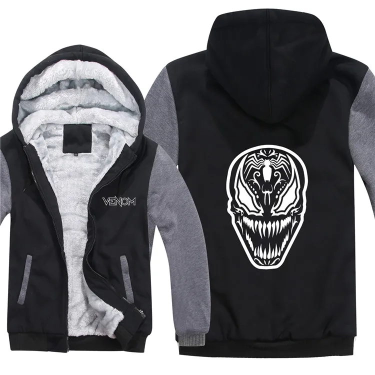 Venom Eddie Эдвард Брок толстовки куртка утепленная молния зима флис фильм шерсть лайнер человек паук толстовка человек пуловер