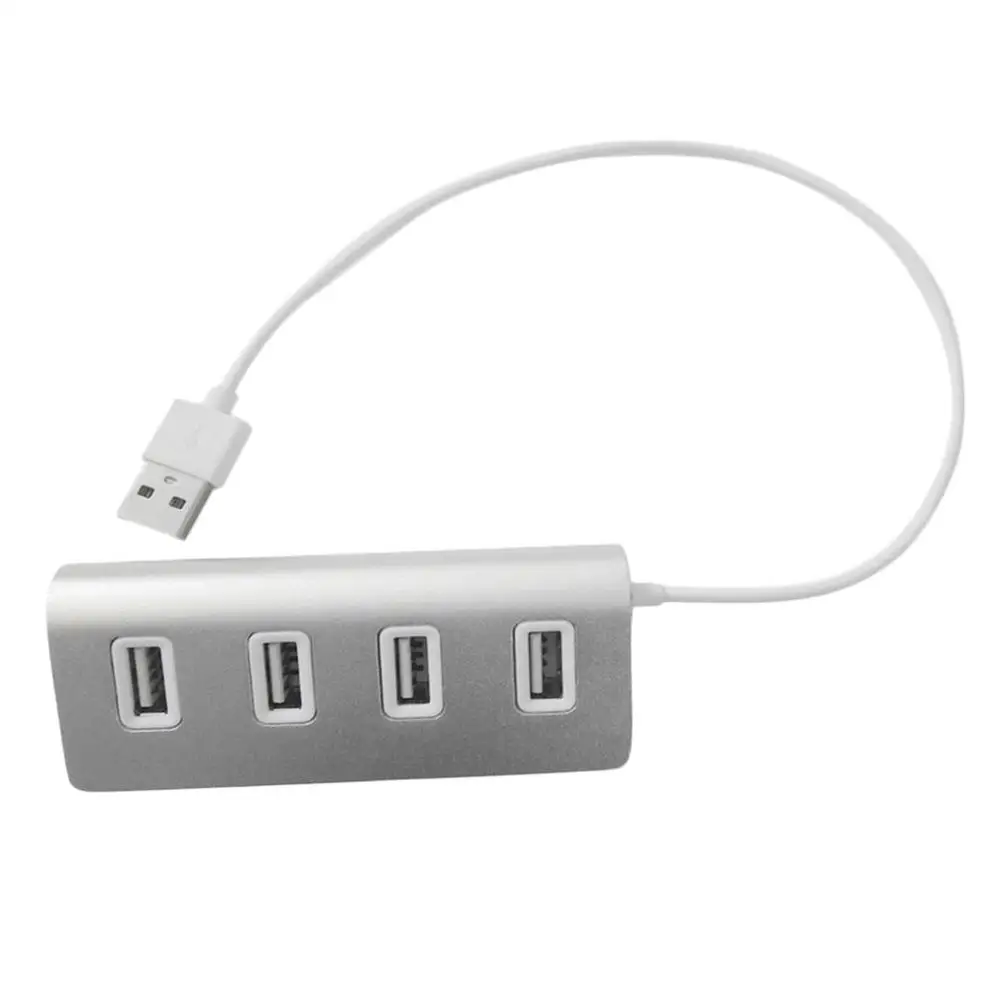Hub USB 2,0 de aleación de aluminio portátil, adaptador divisor de buena estabilidad con indicador LED para ordenador portátil y PC