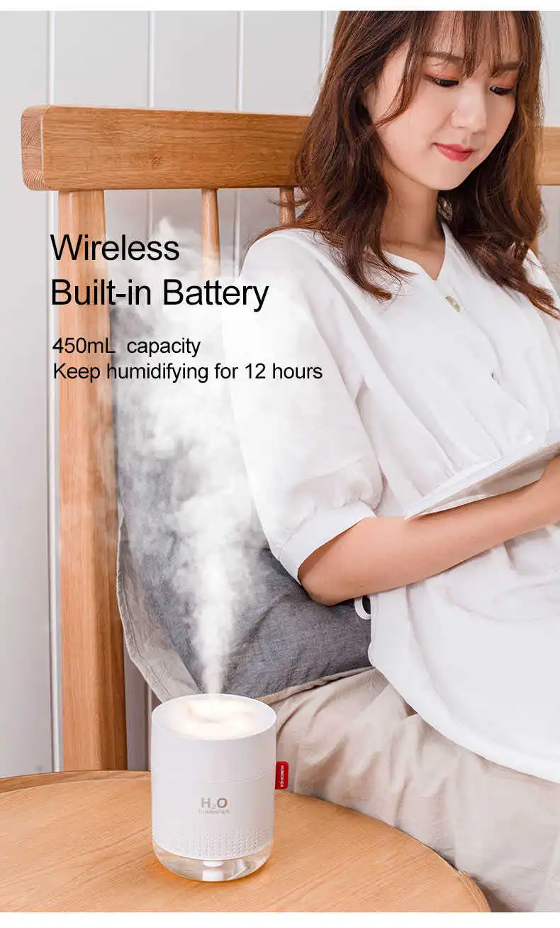 2000mAh Wireless Humidifier Romantic Aromatherapy Humidificador USB Aroma Diffuser Warm Night Lamp Mist Maker Fogger For Bedroom