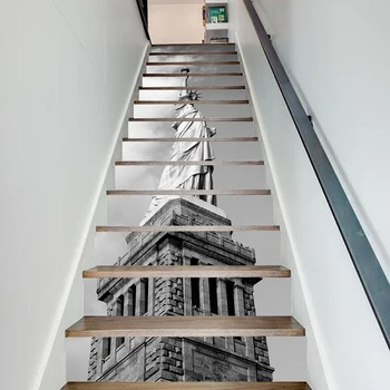 

PVC Mural Paper Goddess of Liberty Print Renew Picture Self Adhesive Waterproof Stair Stickers Home Decor Wallpaper For Bedroom
