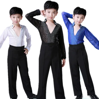 

2020 New Latin Dance Dress Boy Men Kid Latin Dancewear Adult Ballroom Professional Stage Modern Boy Latin Dance Costumes Clothes