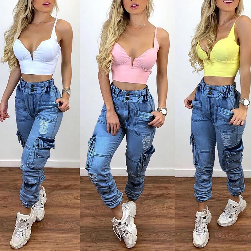 Blue High Waist Mom Jeans Boyfriend Baggy Jeans for Women Fall 2020 Winter Washed Plus Size Denim Pants Cargo Jeans Trousers Blue High Waist Mom Jeans Boyfriend Baggy Jeans for Women Fall 2020 Winter Washed Plus Size Denim Pants Cargo Jeans Trousers