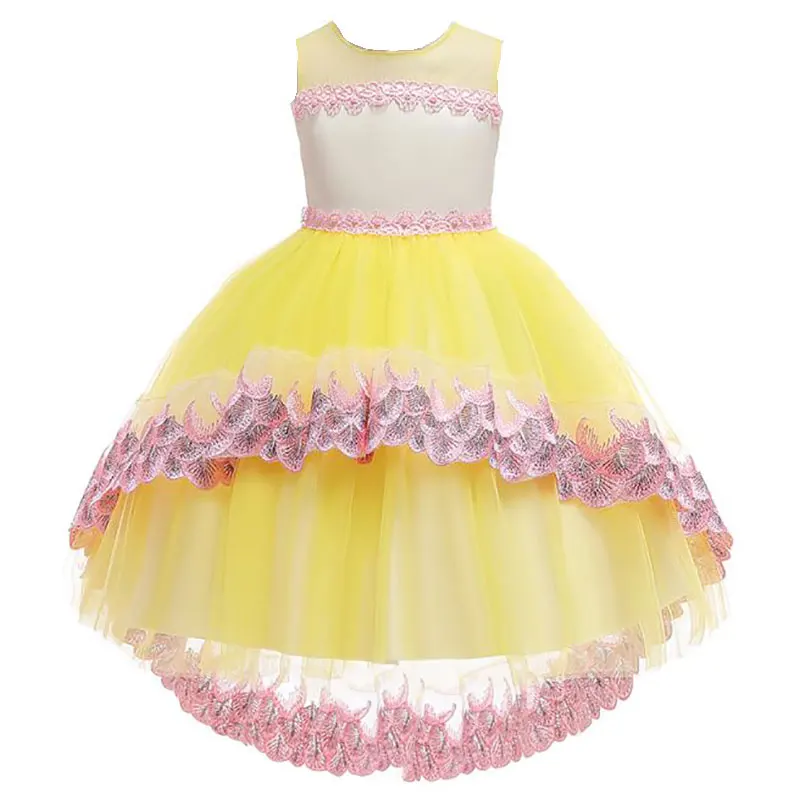 Детские вечерние платья без рукавов с цветочным принтом для девочек, платья для официальных выступлений принцессы