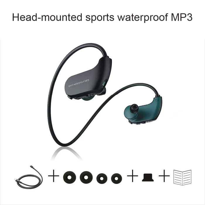 IPX8 водонепроницаемые носимые MP3 плеер MP3 наушники для бега плавания GV99