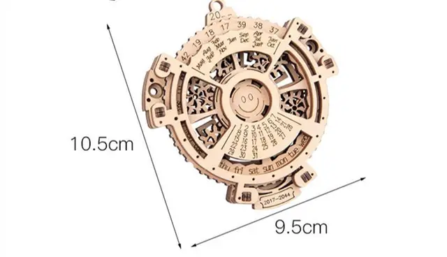 DIY Wooden Machinery Perpetual Calendar Gear Rotating Assembly Model Nordic Desktop Creative Ornaments Wooden Assembles Toy 4