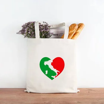 

Italy Canvas Tote Bag Daily Use Text DIY Shopping Bag Custom Print Logo Eco Reusable Recycle Handbag