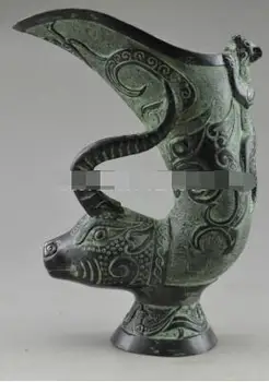 

Asia Collectible antique decorated old handwork Bronze animal statue Carved Sheep Gecko Vase