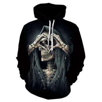 

2020 new trend funny design men's and women's hoodies 3D skull printing funny Sweatshirt men's street Hoodie heart skull casual