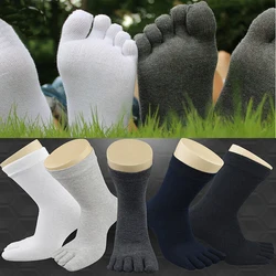 Men's Spring and Autumn Tube Solid Color Business Split Toe Socks Casual Cotton Socks Breathable Five-finger Socks