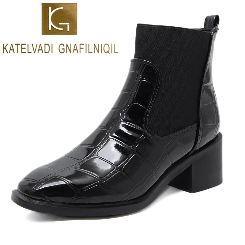 KATELVADI/зимние ботинки коллекция 2019 года Классическая обувь на каблуках из