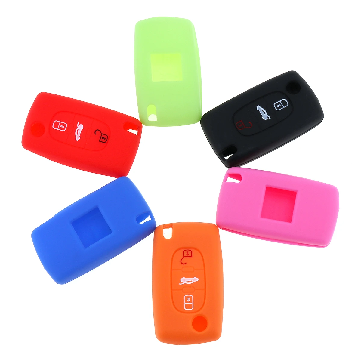 

6 Colors 3 Buttons Silicone Folding Car Key Cover Protector Black Color for Citroen C2 / C3 / C4 and Picasso Xsara C5 / C6 / C8