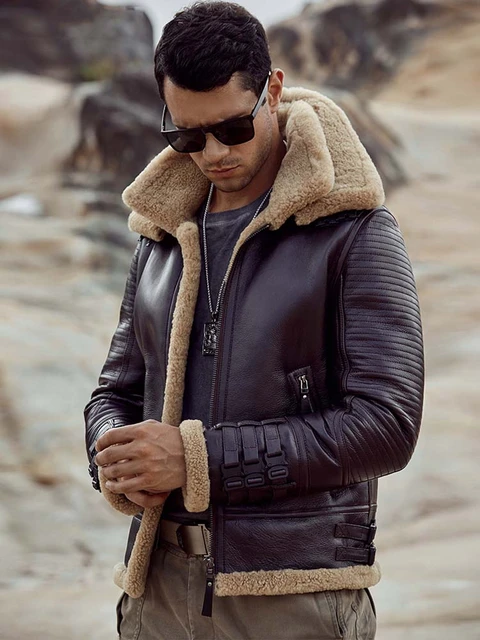 Limited Edition Shearling Leather Bomber Jacket | Brown - S