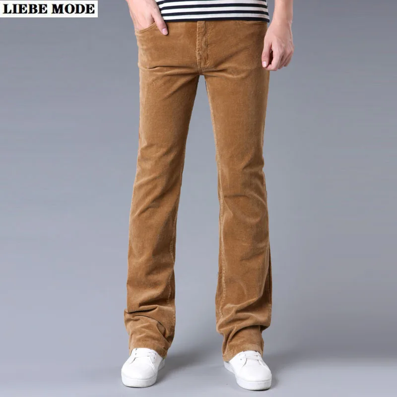 Men's Black Retro Corduroy Flare Bottom 