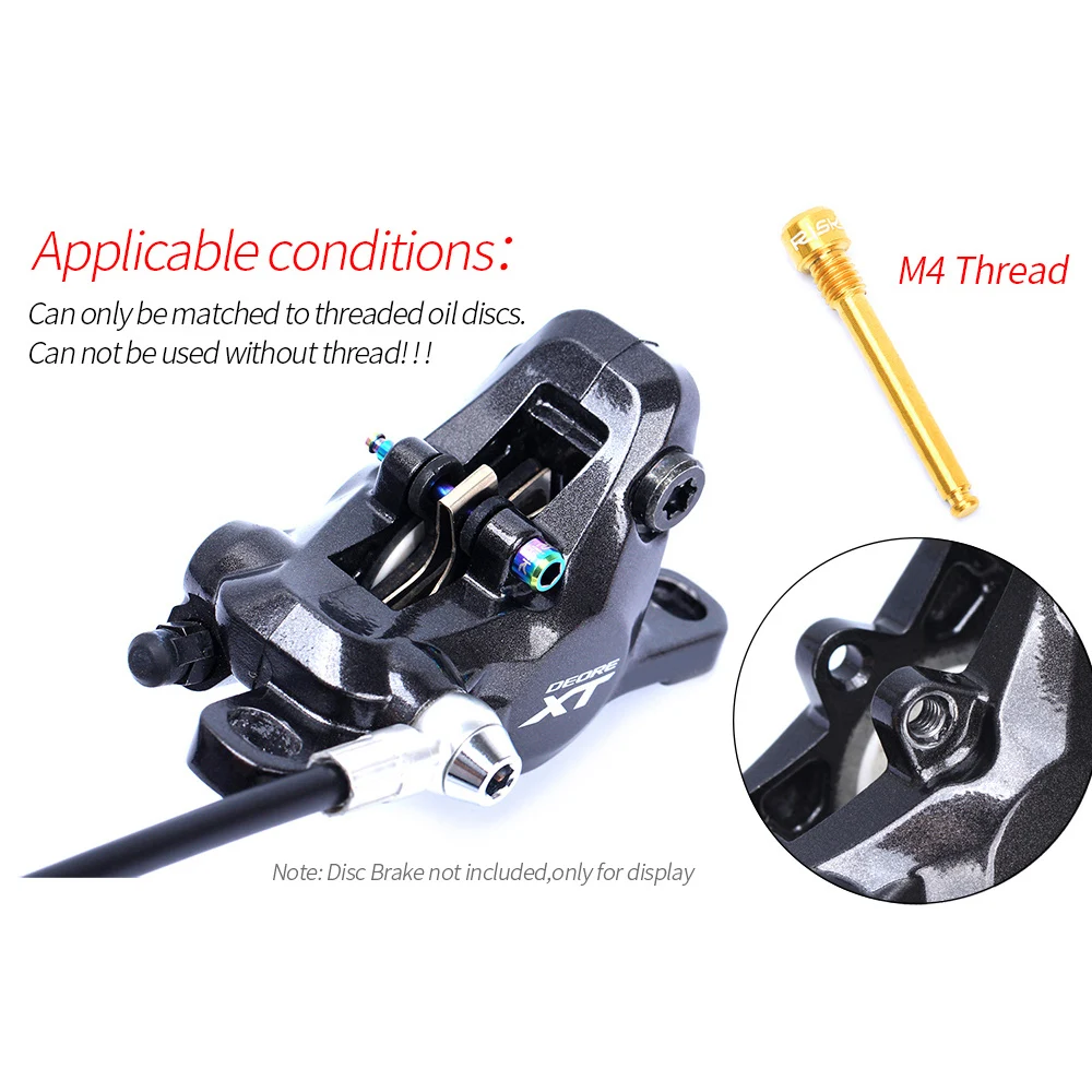 Bicycle Disc Brake Pad RISK Bicycle Hydraulic Disc Brake Pad Bolts M4 Titanium Alloy Fixing Pin Inserts Caliper Hexagon Screws Retainer Pin With Circli