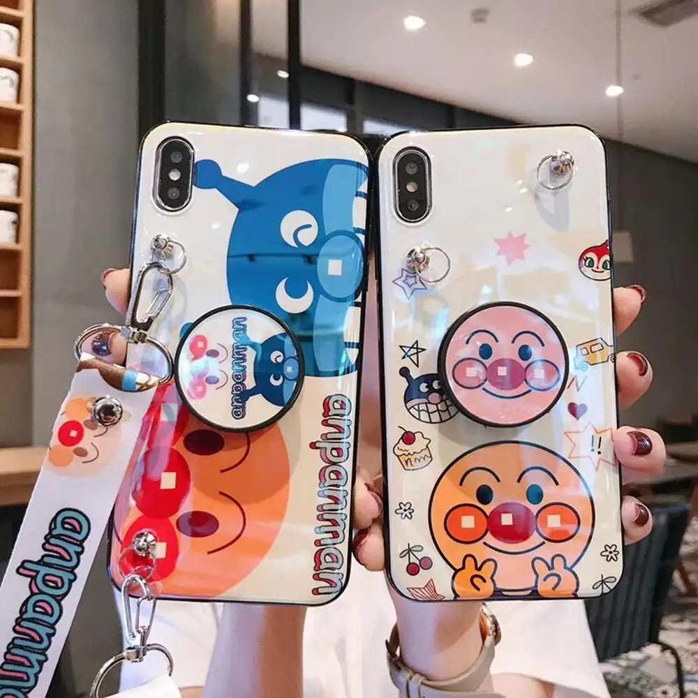 

Blu-ray Silicone Japan Cartoon Cute Bread Superman 3D Handle Bracket+Lanyard cover for Huawei P20 30pro Mate20 30Pro back cases