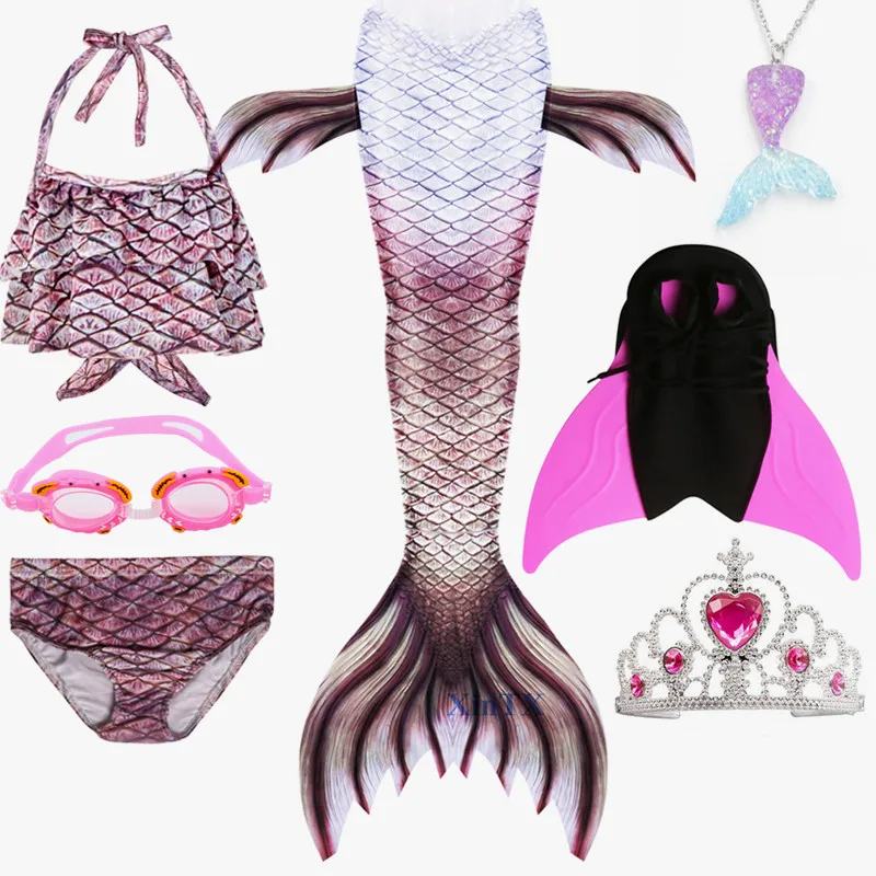 Новинка детский купальный костюм русалки с хвостом летнее платье для девочек