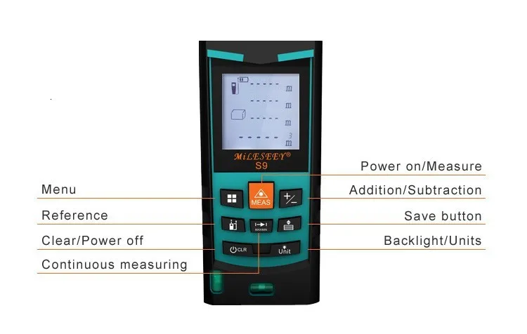 MILESEEY водонепроницаемый лазерный измеритель расстояния с силиконовой накладкой лазерный дальномер ЖК-дисплей S9 80 м