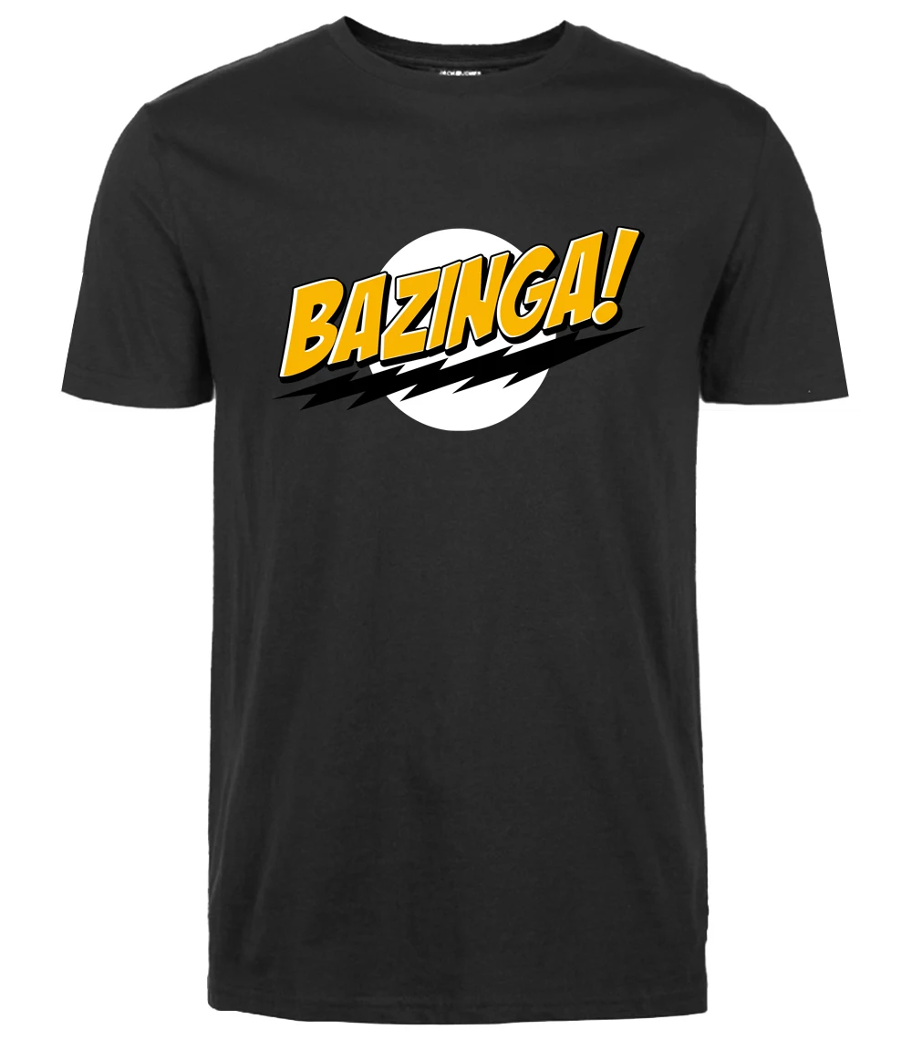 Забавная футболка The Big Bang Theory Bazinga Летняя Повседневная модная уличная Мужская футболка крутая уличная брендовая одежда - Цвет: black