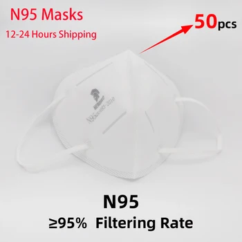 

50 PCS N95 Masks 6-Layer of Protection FFP3 Maskin KN95 Respirator Antivirus Reusable Face Mouth Mask Virus Flu Precaution