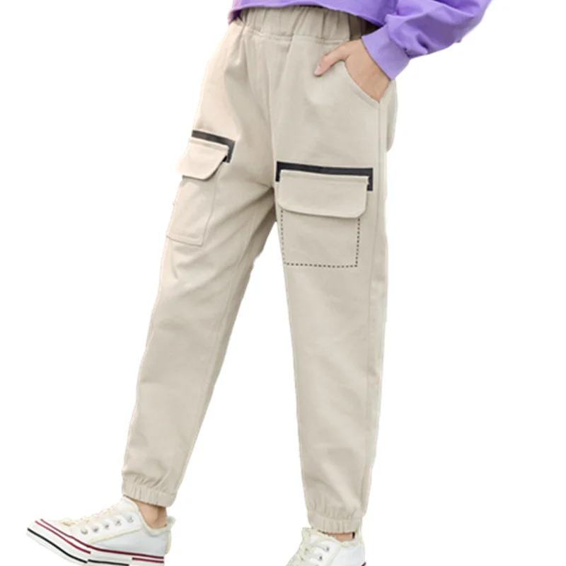 

New Brand Children Clothing Casual Pants Solid Color Spring Autumn Cargo Pants for Girl Cotton Sweatpants High Quality Trousers