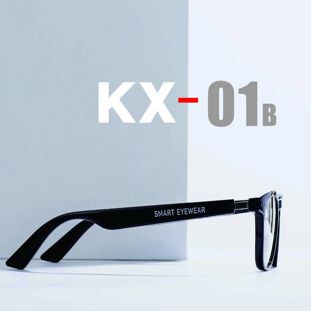 KX01B Smart Eye Wear Glasses with Bluetooth Hands-Free Calling Music Audio Play Anti-blue Light Lens with Black Frame Waterproof