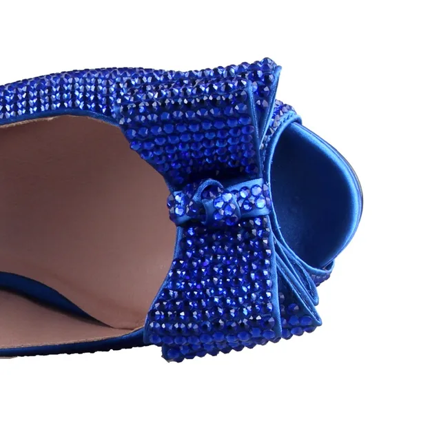 Bs1189 Custom Made Royal Blue Stones Crystal Shoes And Bag Set
