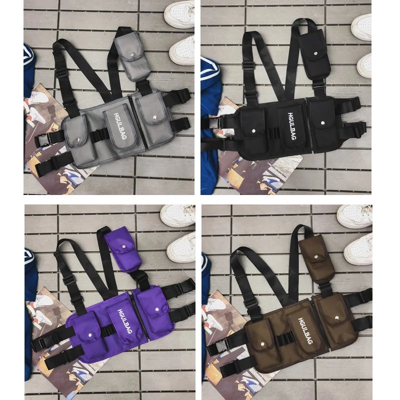 Street Style Hip-Hop Vest Bag Tide Male Chest Bag Vest Bag Personality Tooling Men Vest Bag