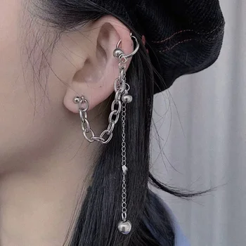 

1PC Hip Pop Cool Chain Tassel Unique Ear Bone Clip Punk Dangle Earrings For Women Cartilage Earring Party Gifts Piercing Jewelry