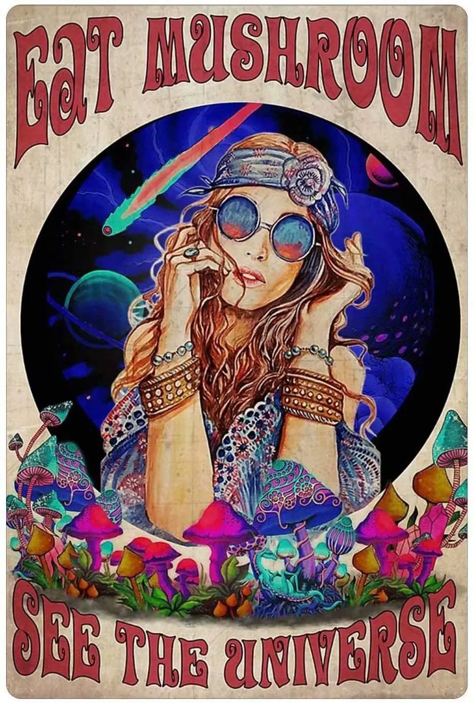

Retro Tin Sign-Beautiful Girl Poster, Cafe Bar Living Room Art Wall Decoration 8 Inch X 12 Inch.