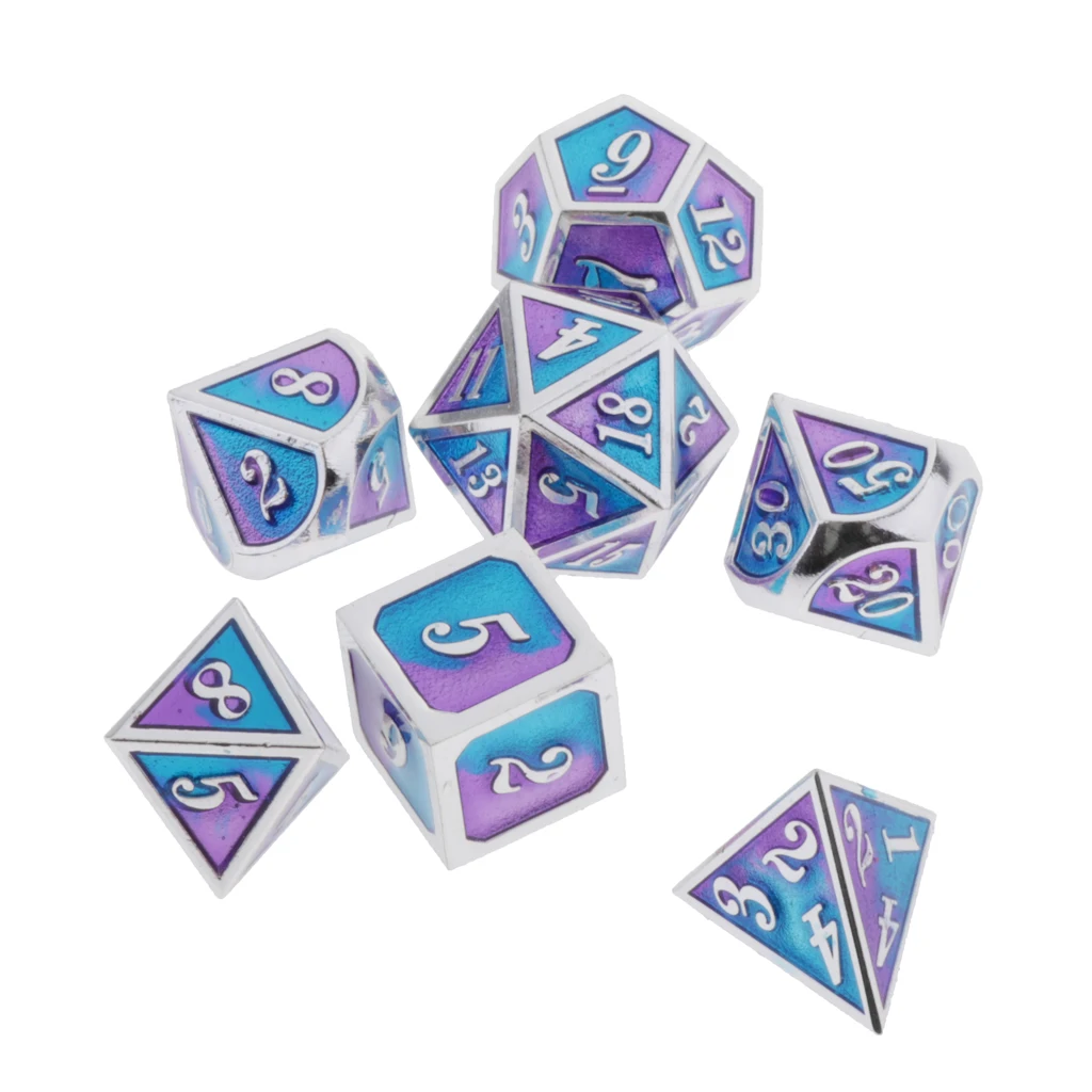 Набор из 7 шт. рельефные металлические многогранные кости для D & Dice MTG DND RPG