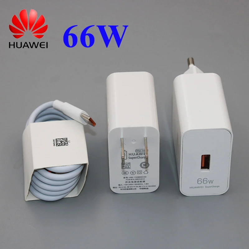 usb c power adapter 20w Original Huawei P50 Pro Charger 66W SuperCharge EU US Adapter 6A Type C USB Cable Fast Charge For Honor Nova 8 se Mate 40 RS Pro 12 v usb