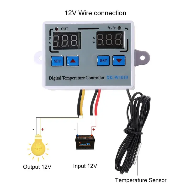 

Digital Fahrenheit and Centigrade Thermostat 10A Output Temperature Controller