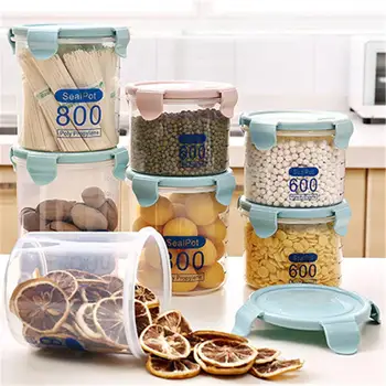 

Kitchen Transparent Food Preservation Seal Tank Storage Jar with Cover Plastic Grain Snack Storage Box Storage Cup