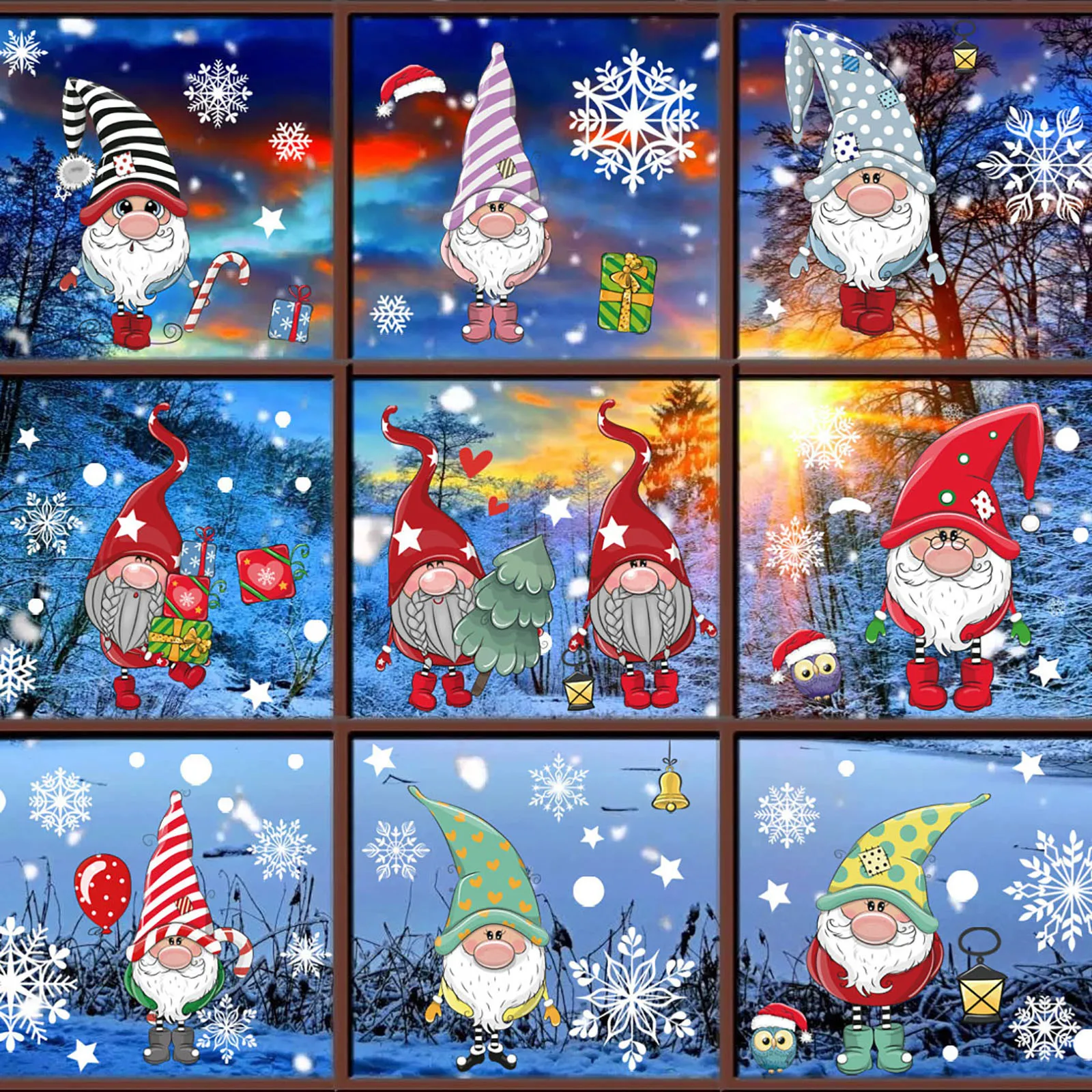 Christmas decoration adhesive-free window glass electrostatic stickers New Year Home Decals Decor Natal Noel 2021 Dropshipping | Дом и сад