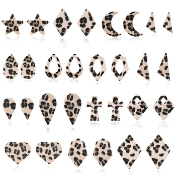 

30Pcs/lot Leopard Printed Faux Fur Earrings Findings Heart Star Shape For DIY Earings Making Jewelry Charms Connectors Wholesale
