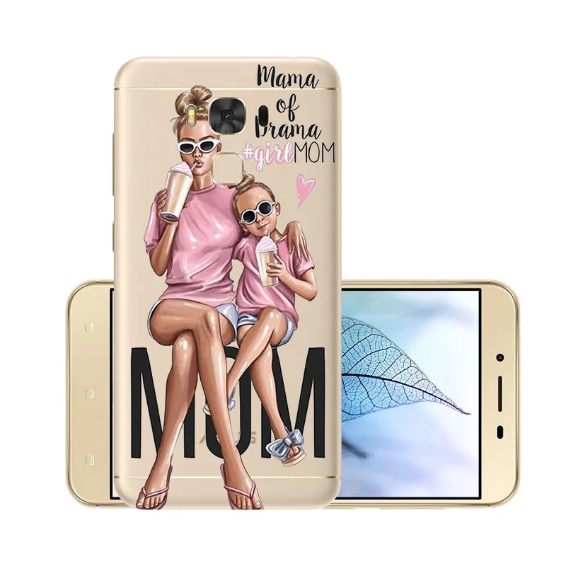 Fashion Super Mama Girl Baby Painted Case for Asus Zenfone 3 Max Zc553kl ZC 553 KL Transparent Silicone Shell 5.5&quot cover |