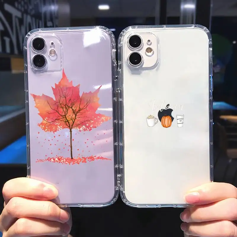 

Pumpkin happy autumn fall leaves Phone Case Transparent soft For iphone 5 5s 5c se 6 6s 7 8 11 12 plus mini x xs xr pro max