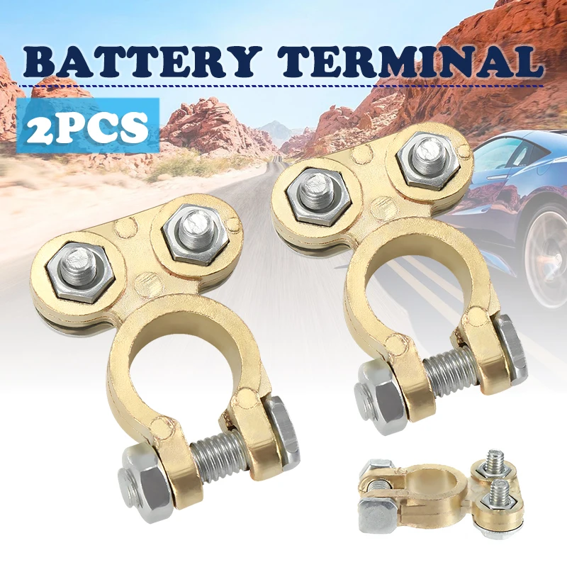 

2pcs Battery Pole Clips Cast Brass Car Battery Terminal Positive And Negative Clamps Storage Battery Pile Head For Car Boat