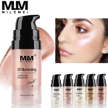 

MILEMEI 12ml Glitter Liquid Highlighter Illuminating 3D Face Brightener Highlighter Shimmer Professional Liquid Glow Kit Makeup