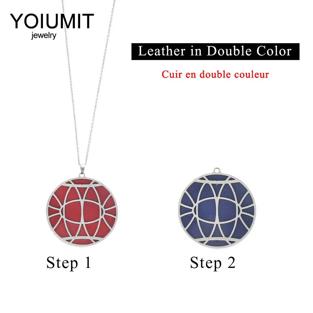

Cremo Stainless Steel Interchangeable Leather Necklace Jewelry Reversible Leather Round Pendant Necklace Necklaces & Pendants