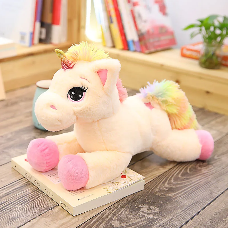 Unicorn Plush Toy Giant Stuffed&Plush Animal Pillow Cushion Appease Soft Stuffed Unicorn Doll Animal Horse Toys for Children - Цвет: beige