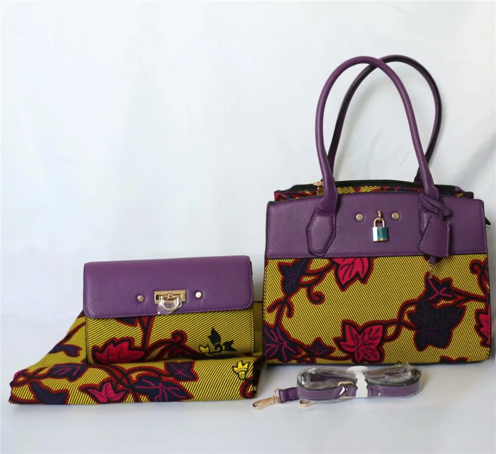 Женские кошельки и сумки в африканском стиле, восковая сумка, набор, африканская восковая ткань, 6 ярдов/партия